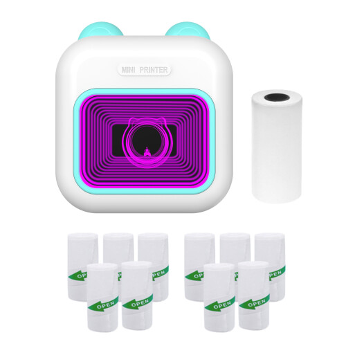 Mini Pocket Thermal Printer 7-Color LED BT Wireless 1 Roll +10S 2