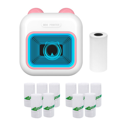 Mini Pocket Thermal Printer 7-Color LED BT Wireless 1 Roll 2