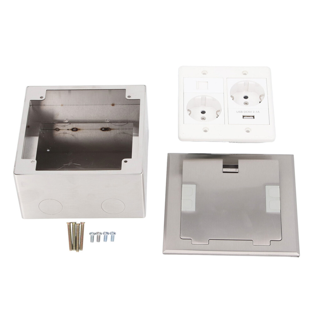 Recessed Floor Outlet 2500W 16A 2 Sockets 1 Usb Computer Port 323163052144