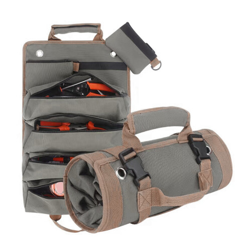 Tool Roll Up Bag 2 Pouches 4 Pockets Thickened Oxford