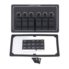 12V 6 Gang LED Rocker Switch Panel 3x5A 2x10A 1x15A Marine Caravan