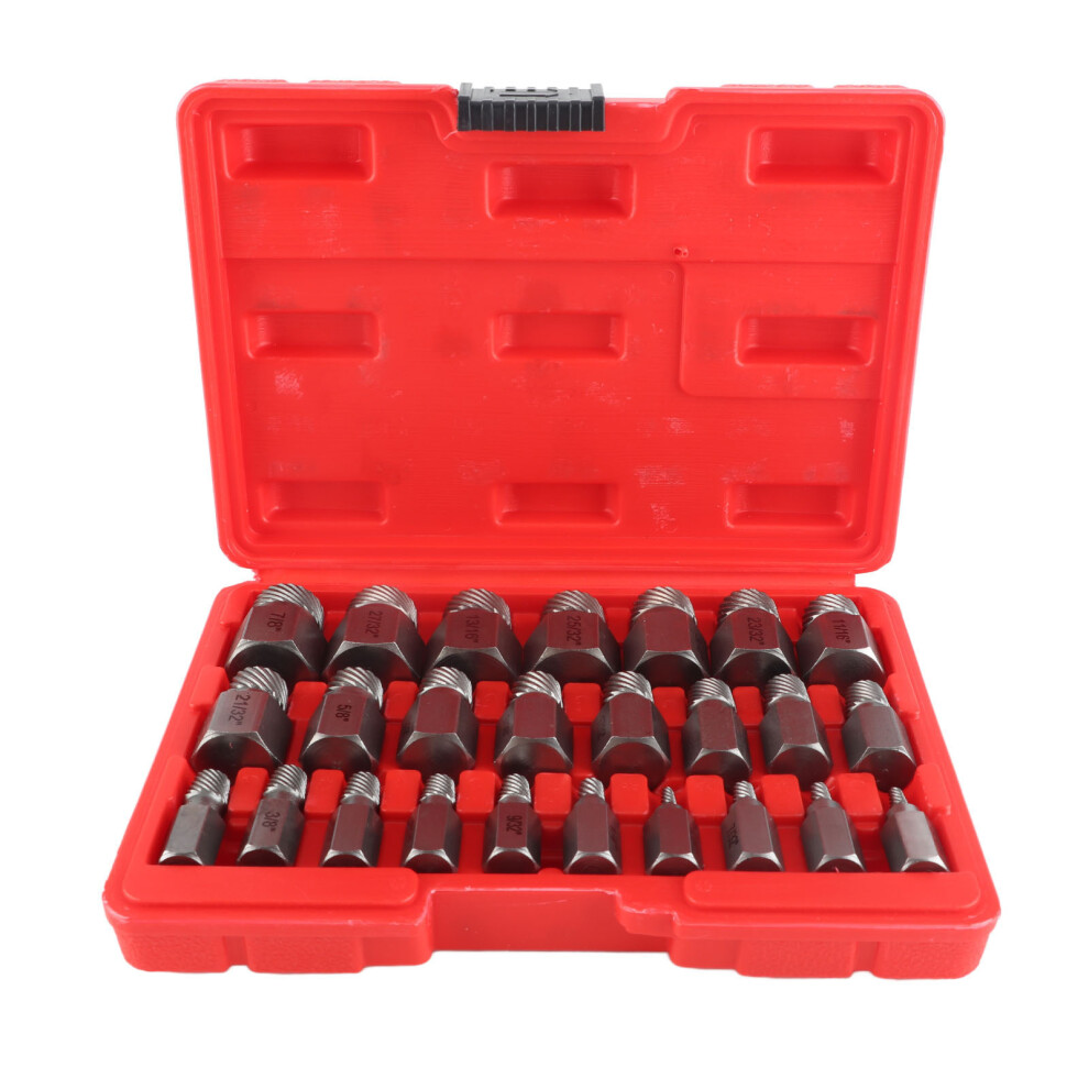 25Pcs Screw Extractor Kit Hex Bolt Remover Chrome Molybdenum Steel 323163058085