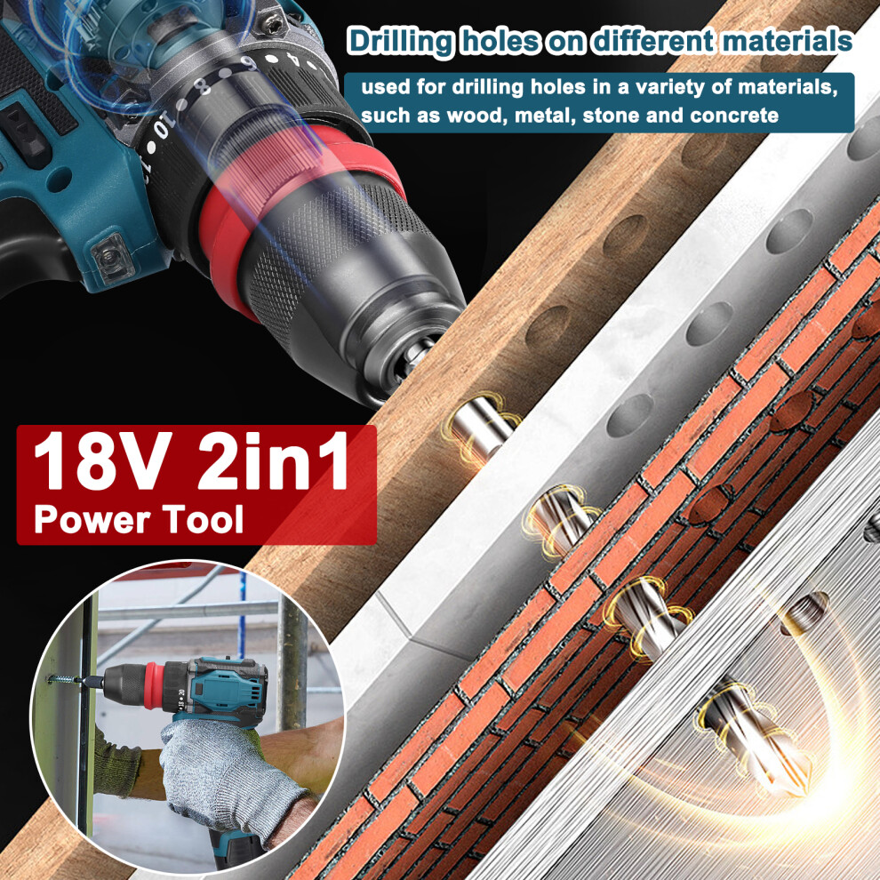 18V 2In1 Lithium Drill Screwdriver 45Nm Brushless Motor 323163061375