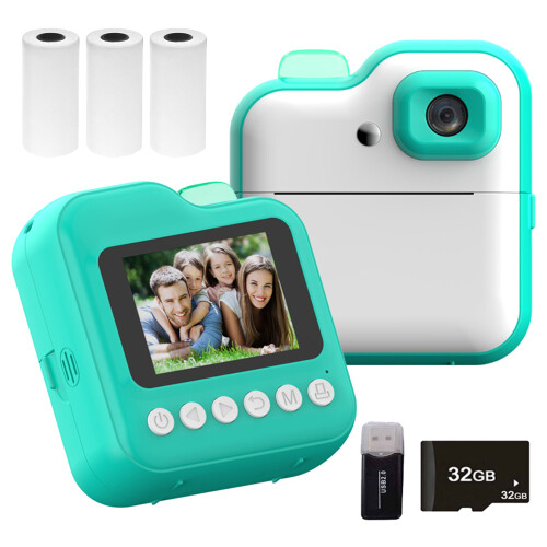 Kids Camera 2.4in 48MP RGB Timer Video Thermal Printer 32GB Gift 1