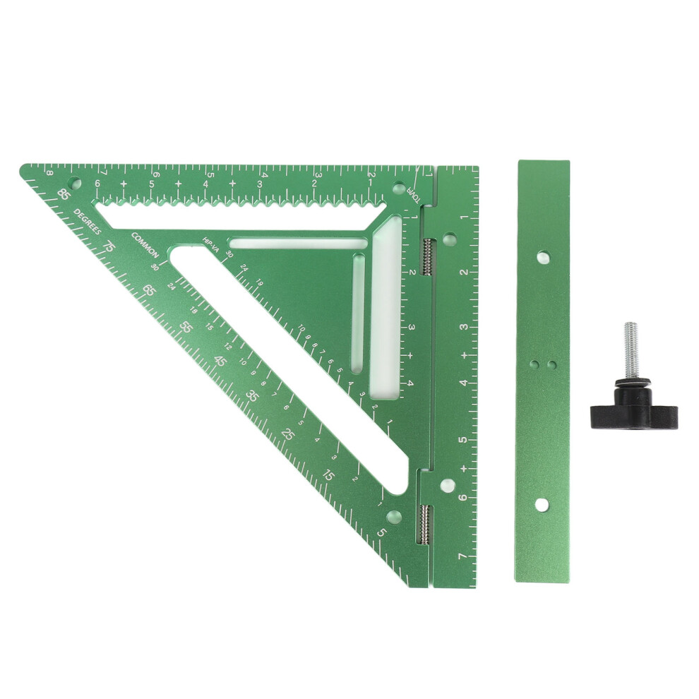 Aluminum Woodworking Square Ruler With Jig Block Screw Green 323163057378