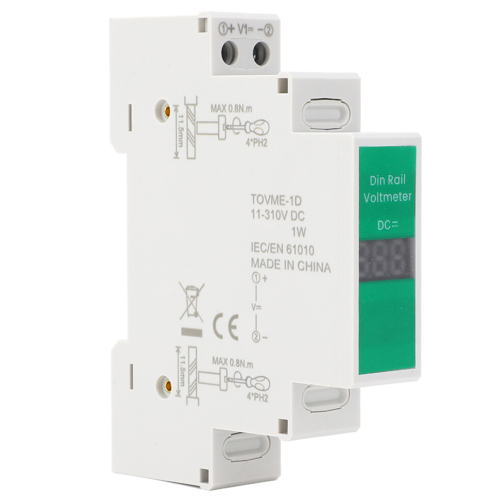 Dc Voltmeter 11V-310V Led Digital Din Rail Mount 323163055992