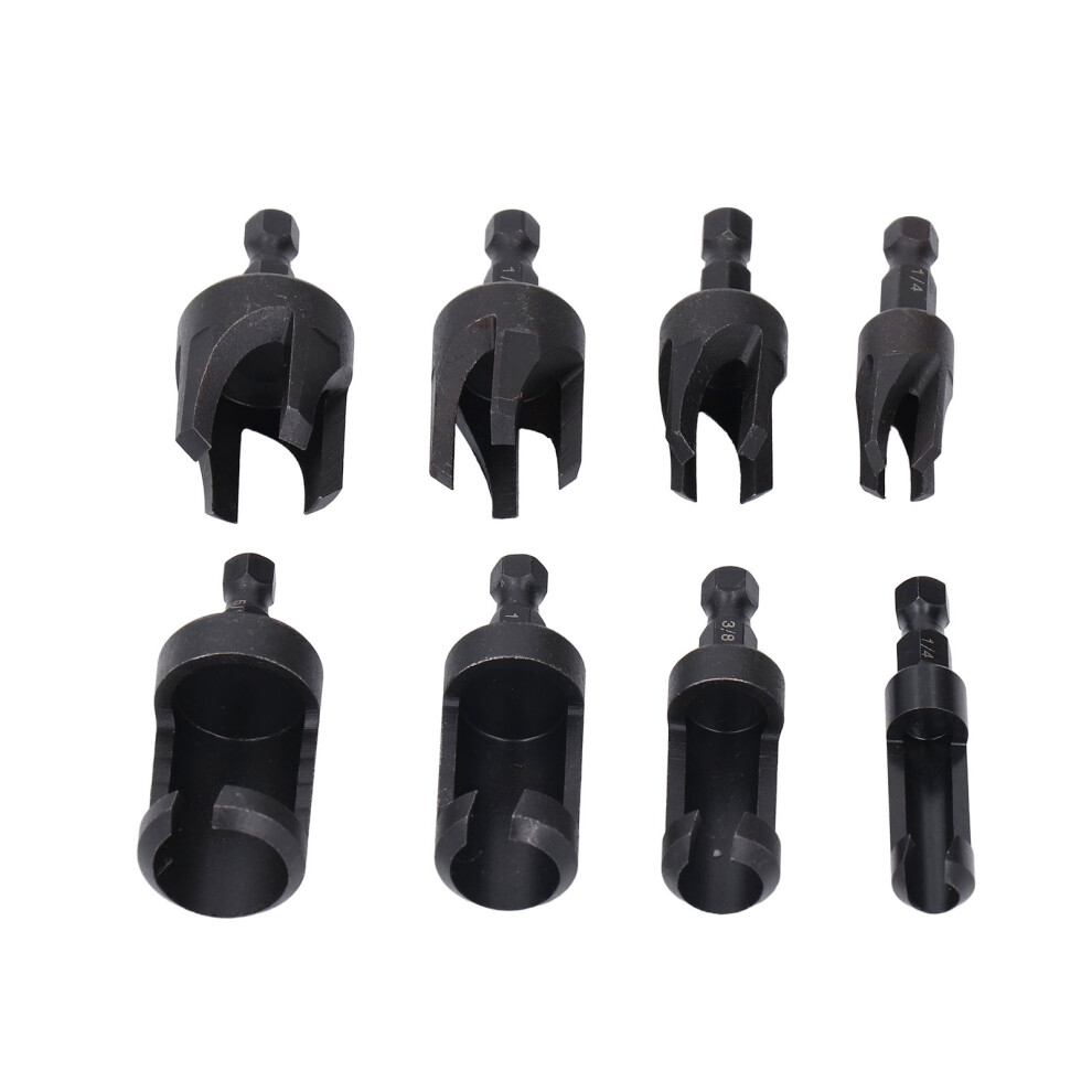 8Pcs Wood Hole Drill Bits Carbon Steel 1/4In Hex 5/8In 3/8In 1/2In 323163062884