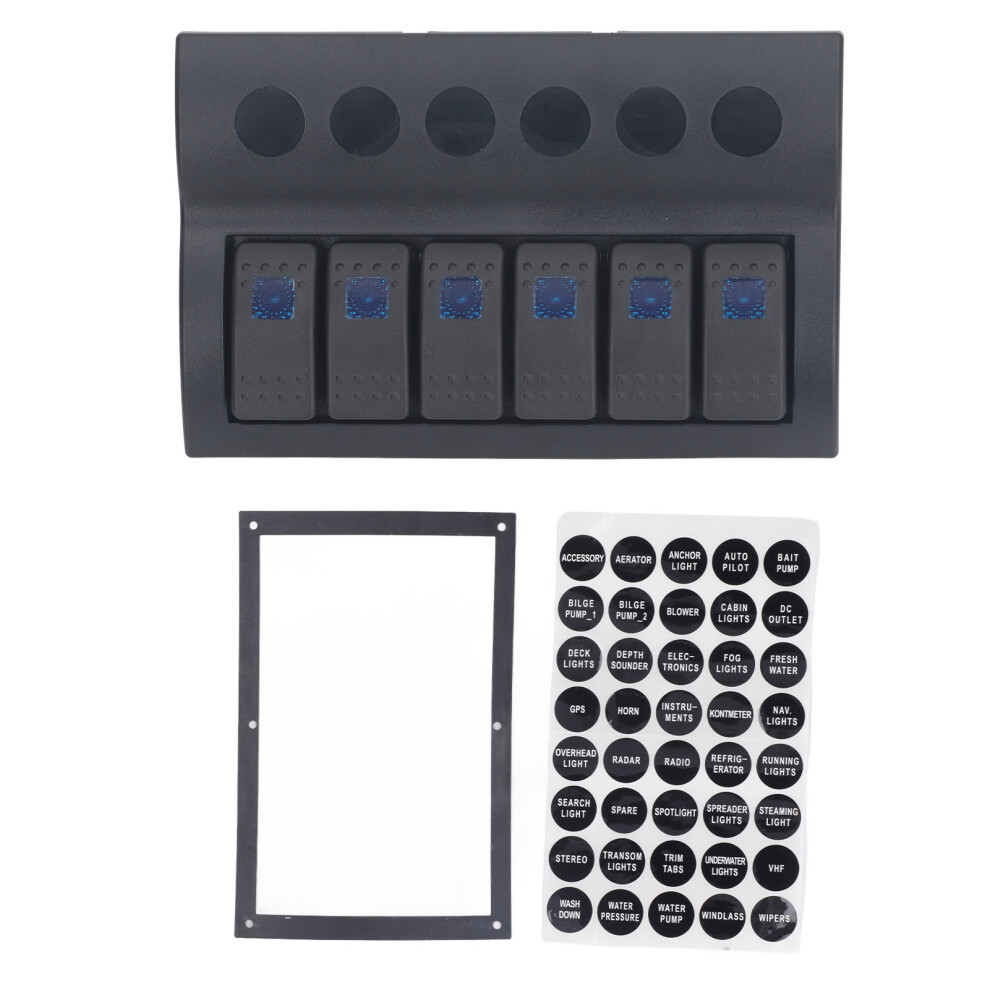 6 Gang Pre-Wired Switch Panel Blue Led Dc12v 24V Overload Protector 323163066974
