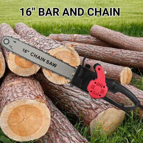 1800W Electric Chain Saw 16" Light Weight Multi Angle Cut 110V 1
