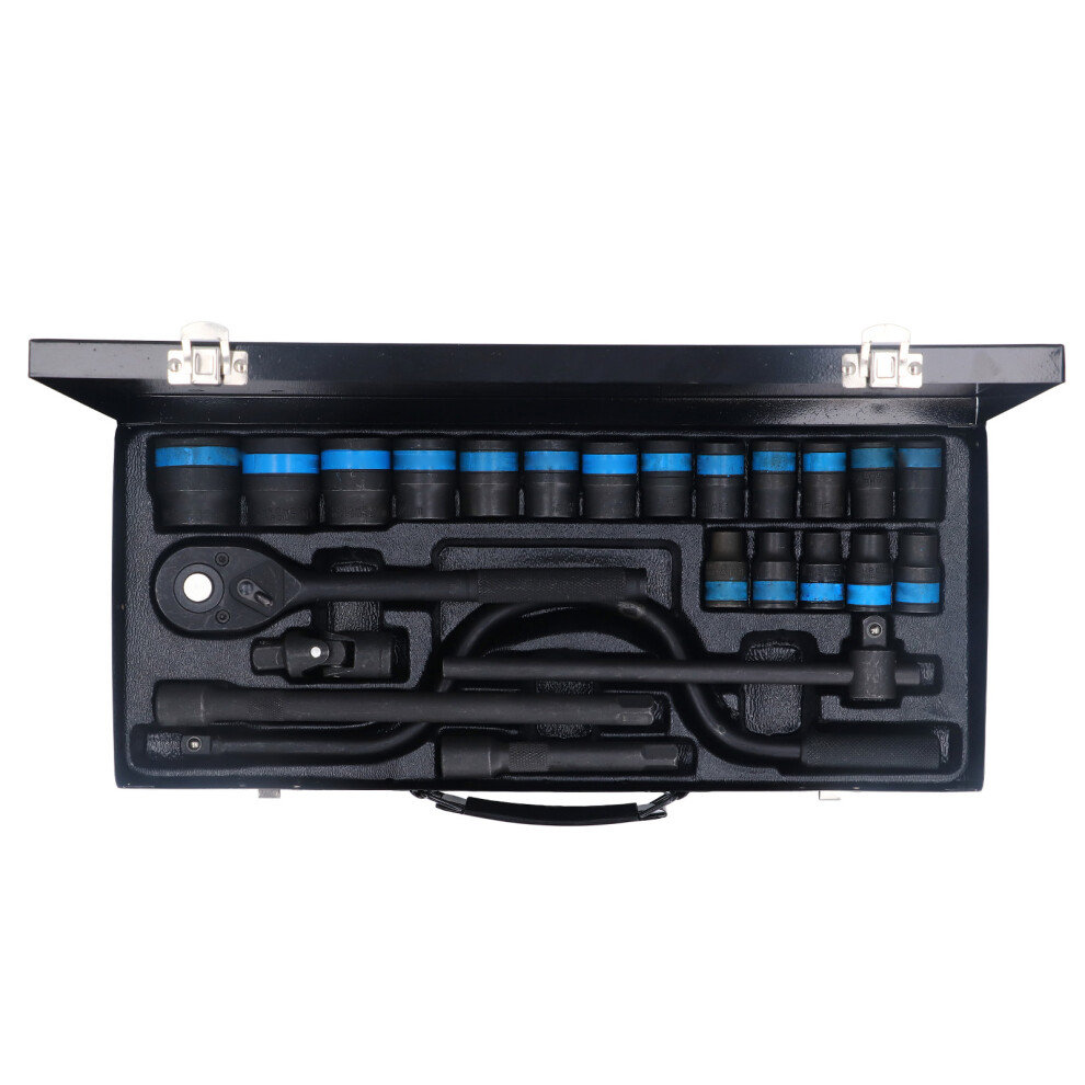 24Pcs 8-32Mm Metric Impact Socket Set 1/2In Drive With Ratchet 323163069395