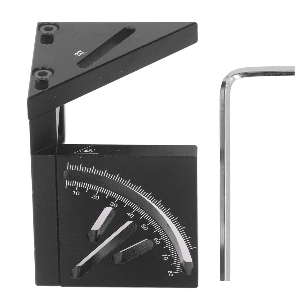 (Black) 3D Protractor 45 Marking Ruler Woodworking Line Square Circle Black 323163071640