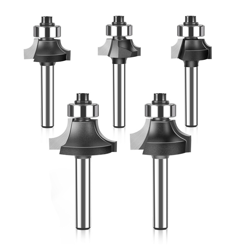 5Pcs Tungsten Steel Router Bits Set 1/4In Shank Woodworking Black 323163082868