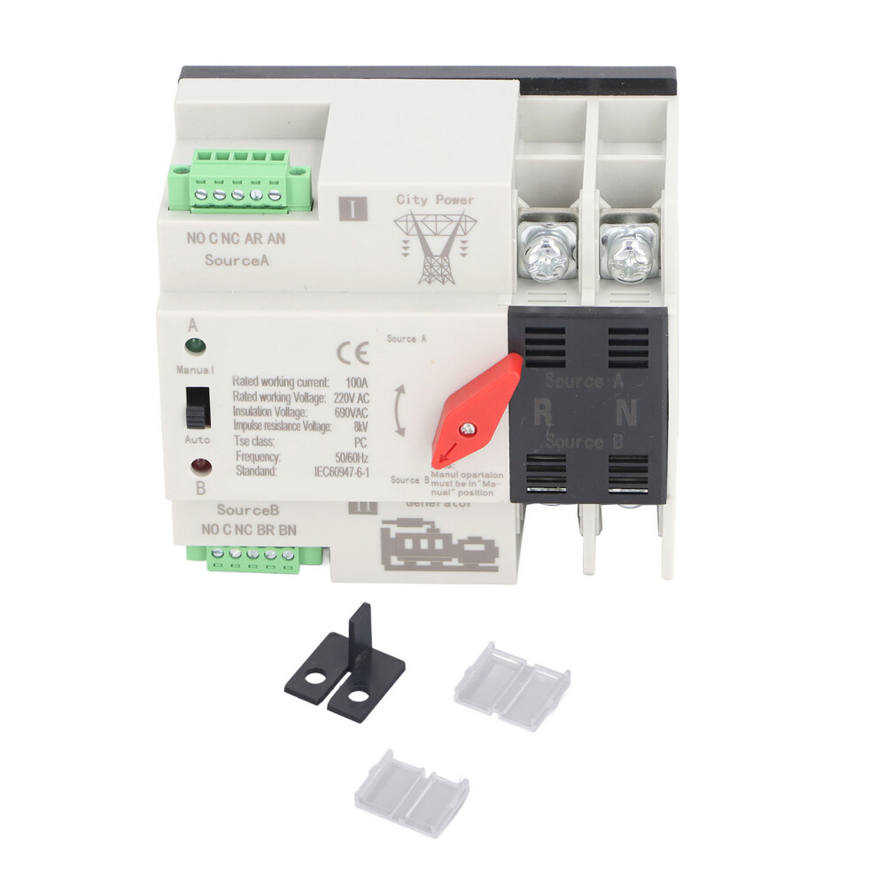 (100A) Dual Power Ats 2P Ac220v Fast Switching Rail Type 100A 323163072821