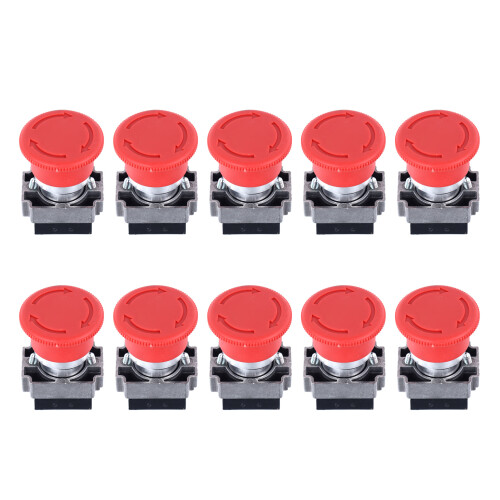 10Pcs Self Locking Push Switch 22mm Aluminum Alloy Resetting Selector