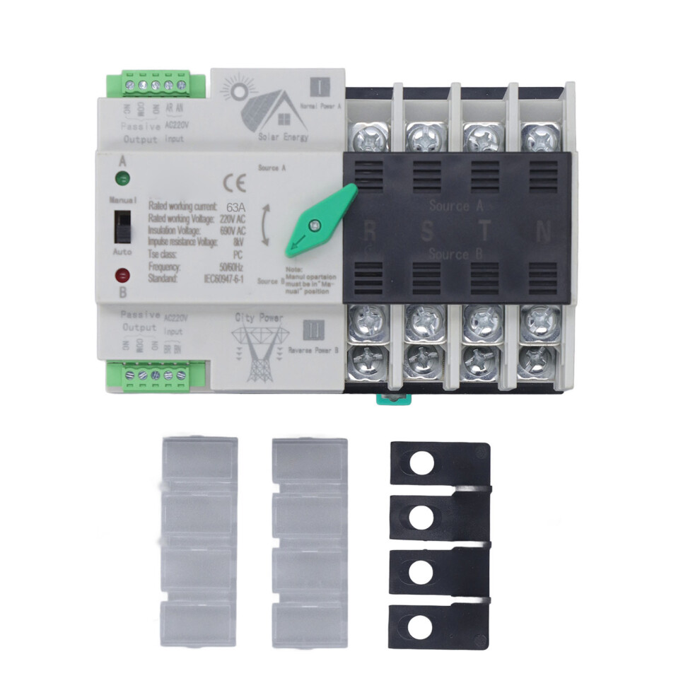 (100A) Dual Power 4P Ats Switch 220V 63A 35Mm Rail Mount 323163072999