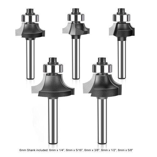 5x HSS-Fräser-Set 6mm Schaft Schwarz Holz 1