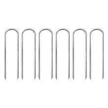 (Silver) 6x Erdspieße Stahl U-förmig Gartenanker 30cm Silber