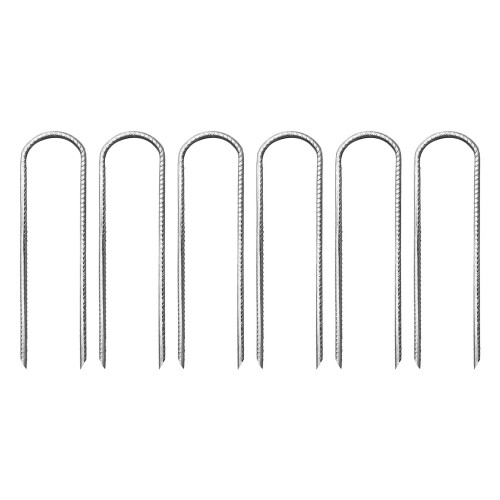 (Silver) 6x Erdspieße Stahl U-förmig Gartenanker 30cm Silber