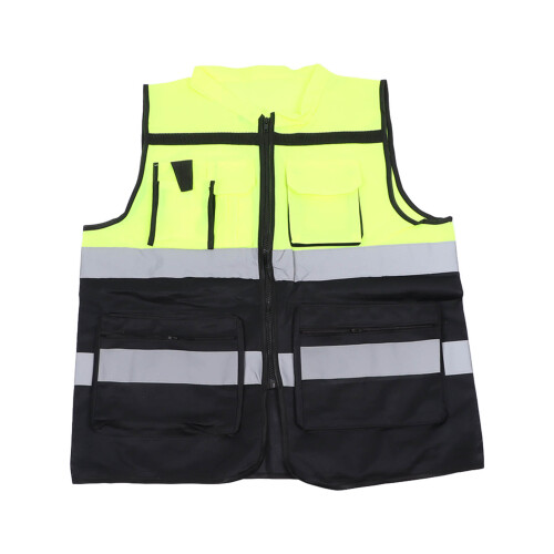 Reflektierende Sicherheitsweste mit vielen Taschen Mesh Grün