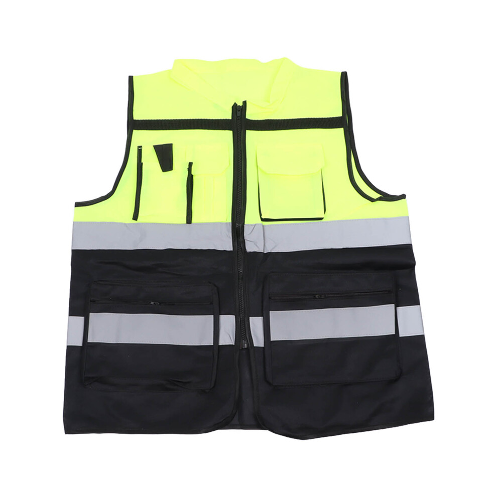 Reflective Working Vest Multiple Pockets Mesh Safety Green 323163084824