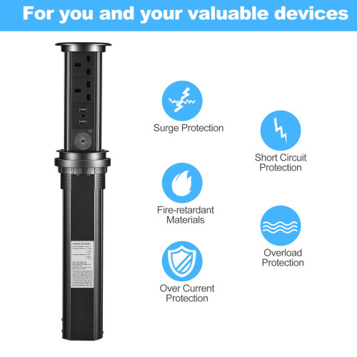 Smart Motorised Pop-Up Socket Surge Protector USB Kitchen 2