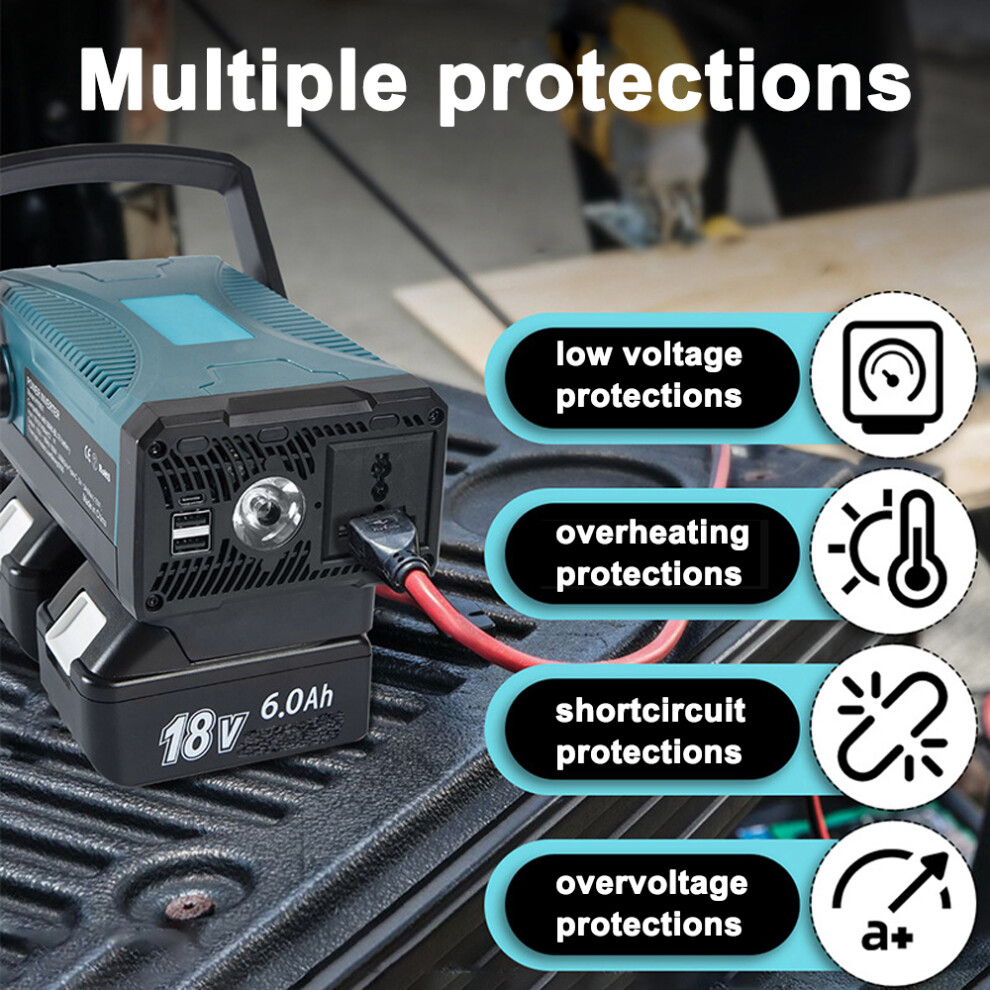 Portable Battery Inverter Dc 18V/20V To 110V Modified Sinewave 323163075068