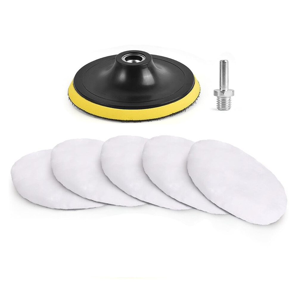 (4Inch M10 Connection Rod Thread) 7Pcs Wool Polishing Pad M14 6Inch Self Adhesive 323163083582