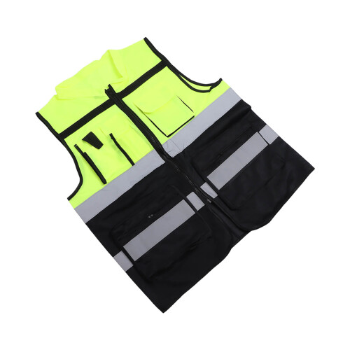 Reflektierende Sicherheitsweste mit vielen Taschen Mesh Grün 2