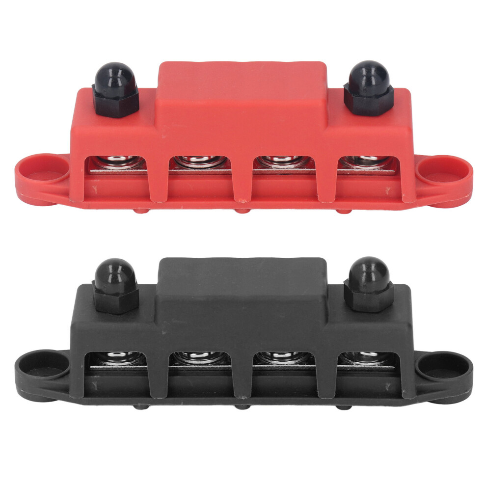 2Pcs Bus Bar Terminal Block 48V 250A M10 Dc Red Black 323163090610