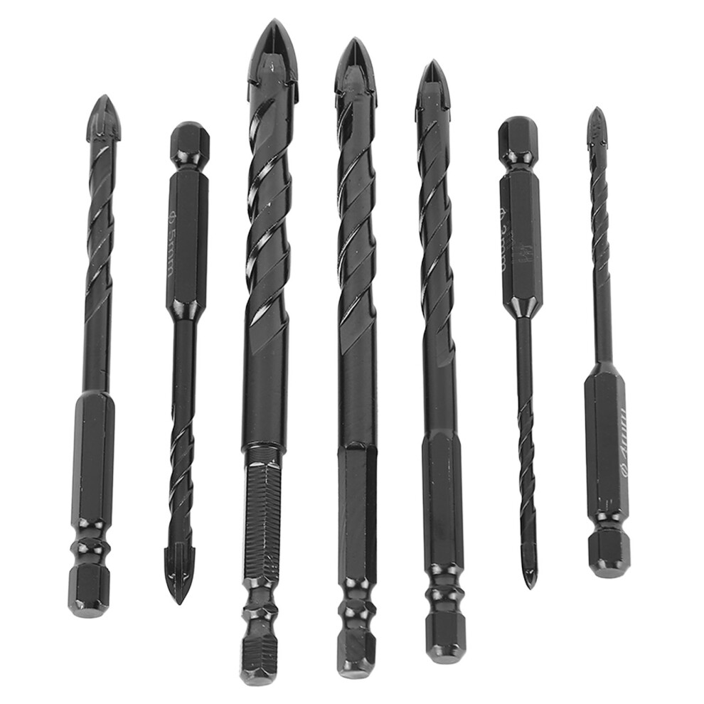 7Pcs Masonry Drill Bit Set Hex 4 Flute Alloy With Storage Box 323163085395