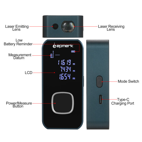 Lepmerk 196ft Digital Laser-Messgerät mit LCD-Winkel-Sensor 1