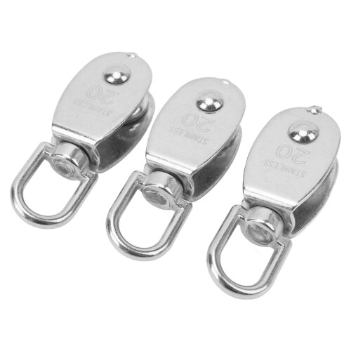 3x Edelstahl-Einzelrolle 360 drehbar M20 Draht 1