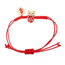 Rood Gebreide Armband Tijgerjaar Alloy Decor Bescherming