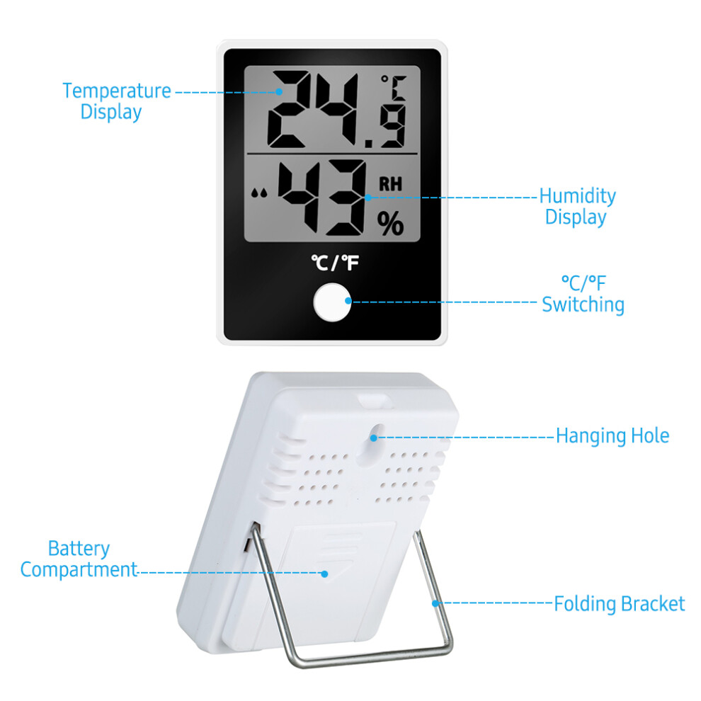 2pcs Indoor Hygrometer Thermometer LCD Digital Temp Humidity