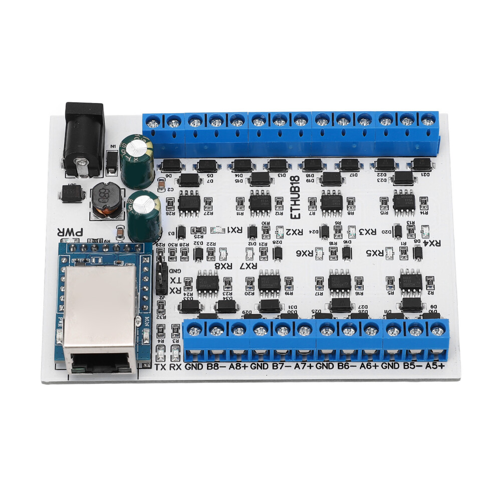 (Hub Module) Rj45 To 8 Rs485 Hub Converter 115200Bps Dc7-30V Tvs Protection 323163094694