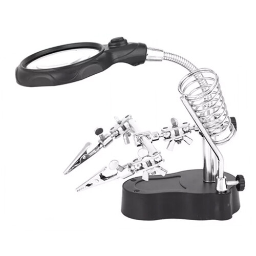 Adjustable LED Light Magnifying Lens Soldering Third Hand Clamp 1