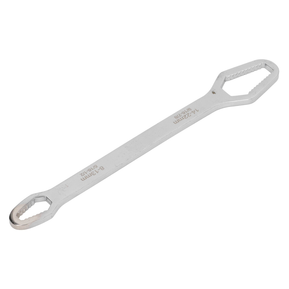 (Silver) Double Ended Adjustable Wrench 8-22Mm Self Tightening Silver 323163094922