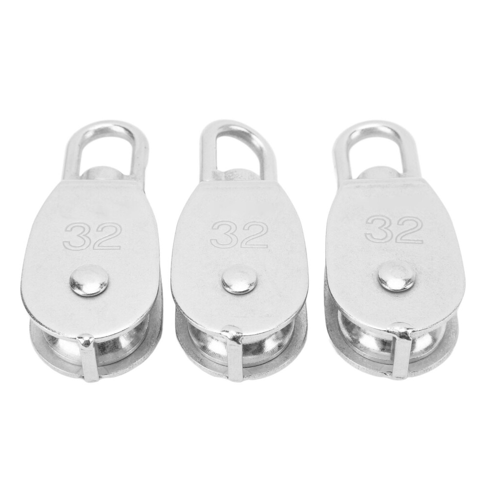 3Pcs Pulley Block Stainless Steel M32 250Kg Swivel For Camping 323163092706