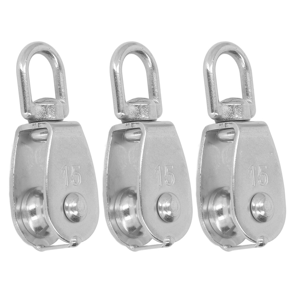 3Pcs Single Pulley Block 35Kg Stainless Steel M15 For Fitness 323163092690
