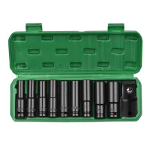 1/2" Sechskant-Schlagnussel-Set 10-tlg. 10-22mm mit 3/8" Adapter CR-V