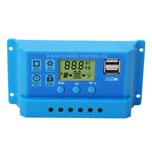 (30A) PWM-Solarladeregler LCD 2 USB einstellbar 12V/24V