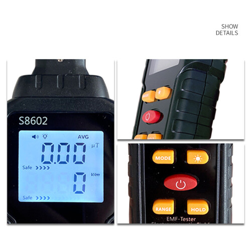 Handheld 3-in-1 Digital Strahlungsmesser E-Feld Temp LCD 1