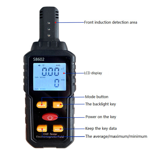 Handheld 3-in-1 Digital Strahlungsmesser E-Feld Temp LCD 2