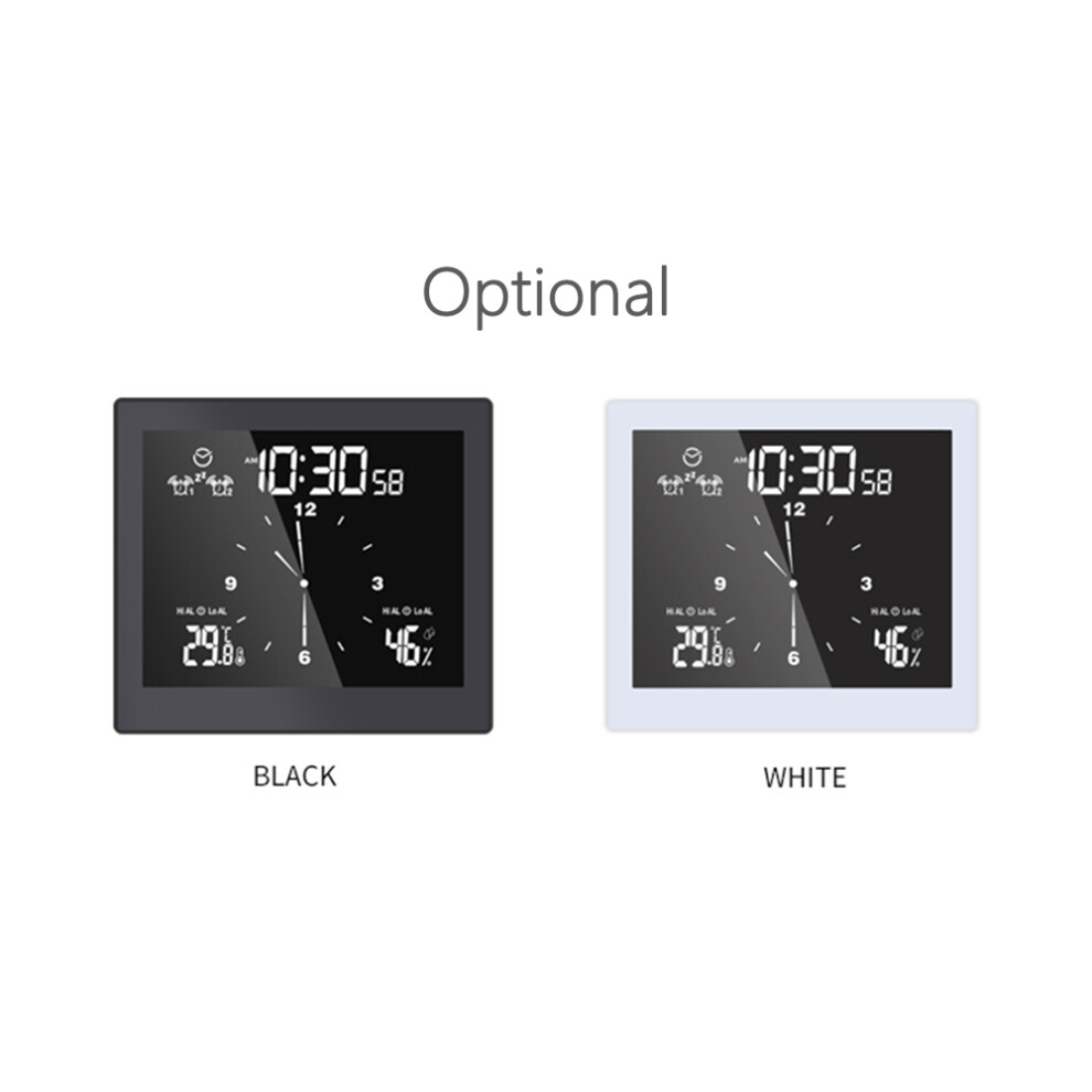Digital Clock Temp Humidity LCD Waterproof Indoor Thermometer Alarm