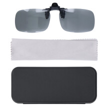 (Black Gray) Polarized Clip On Sunglasses Day Night Dual Use Black Gray