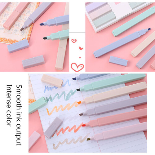 6x Textmarker mit Keilspitze für Schule & Kunst 1