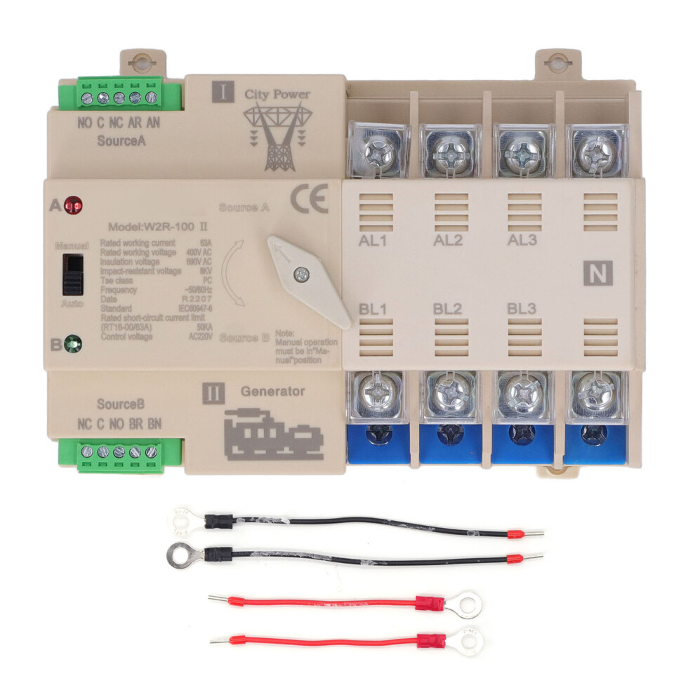 4P Dual Power Auto Transfer Switch 63A White 323163103020