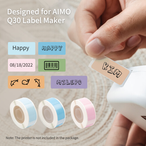AIMO 3x Thermolabel 12x40mm wasserfest ölbeständig Barcode 2