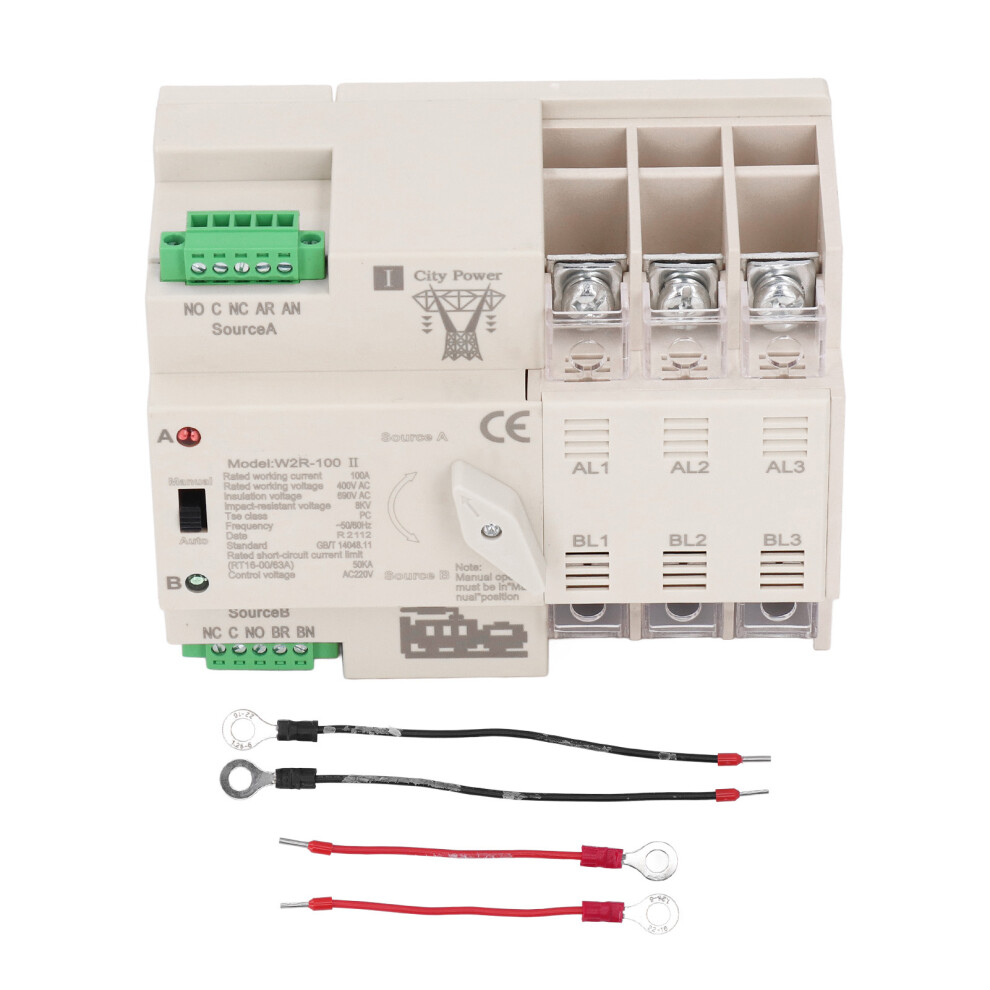3P Dual Power Transfer Switch Ac 100A Automatic For Home Factory 323163103013