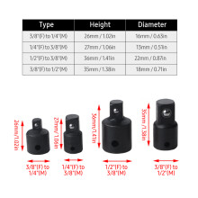 4x Stoßdämpfer-Adapter 1/4" auf 3/8" & 1/2" für Bohrmaschine